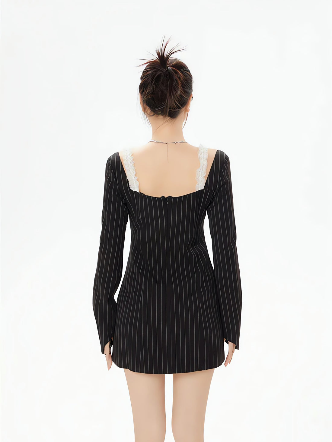 Striped Lace Strap Bow Mini Dress - KAYSMAR