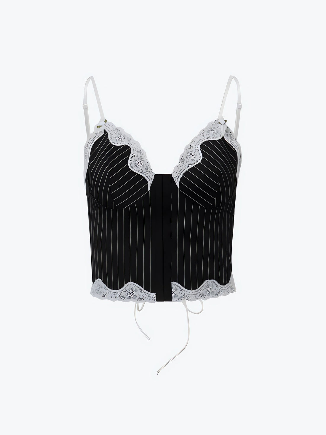 Striped Lace Trim Corset Top