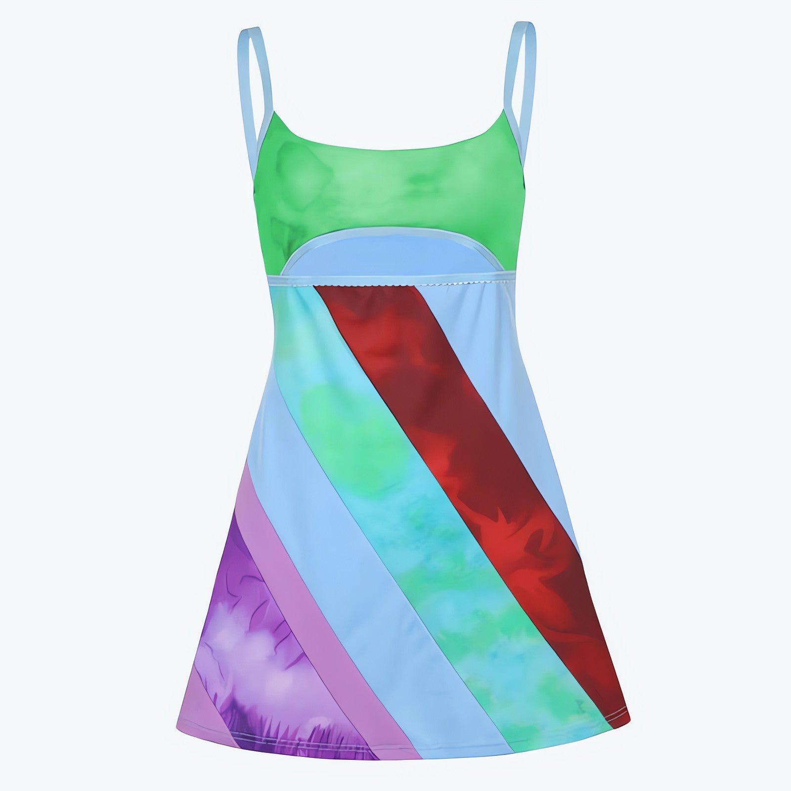 Striped Patch Satin Mini Dress - KAYSMAR