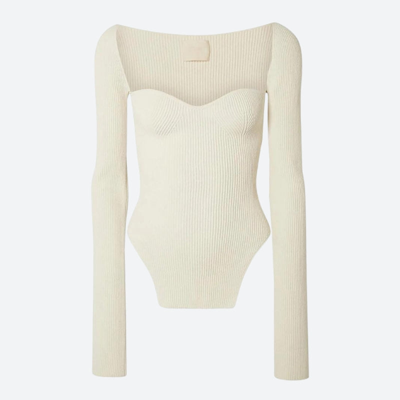 Sweetheart Neckline Knitted Top - KAYSMAR