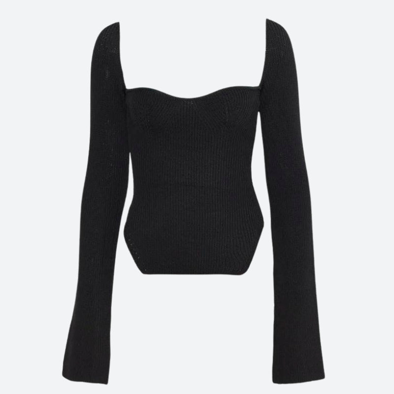 Sweetheart Neckline Knitted Top - KAYSMAR