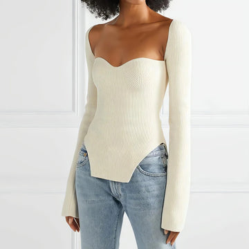 Sweetheart Neckline Knitted Top - KAYSMAR