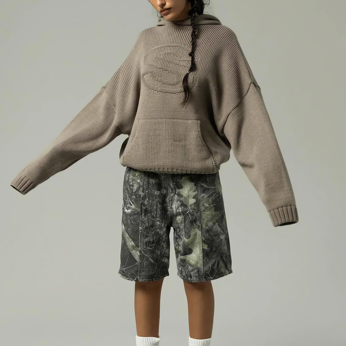 Tall Embroidered Knitted Hoodie - KAYSMAR