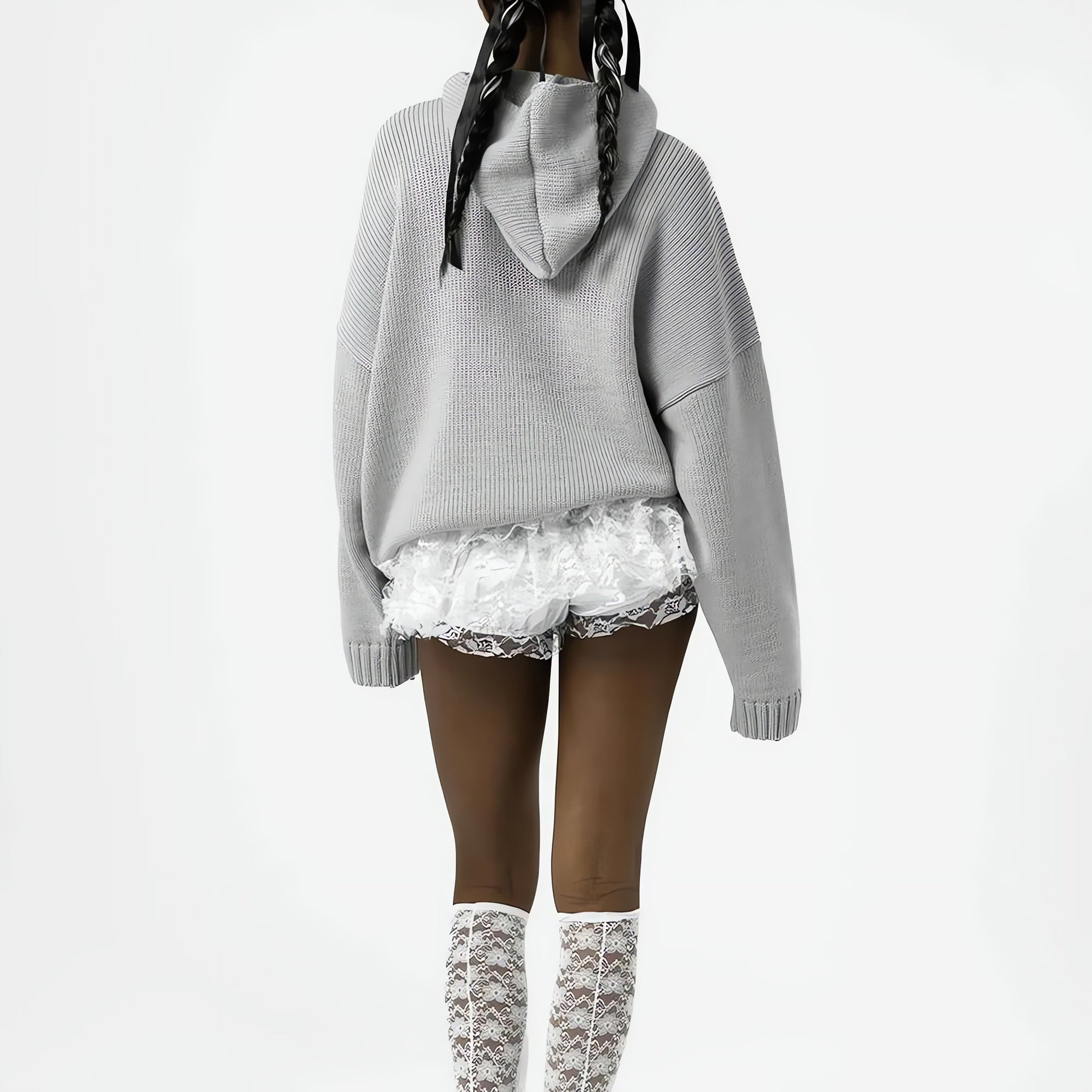 Tall Embroidered Knitted Hoodie - KAYSMAR
