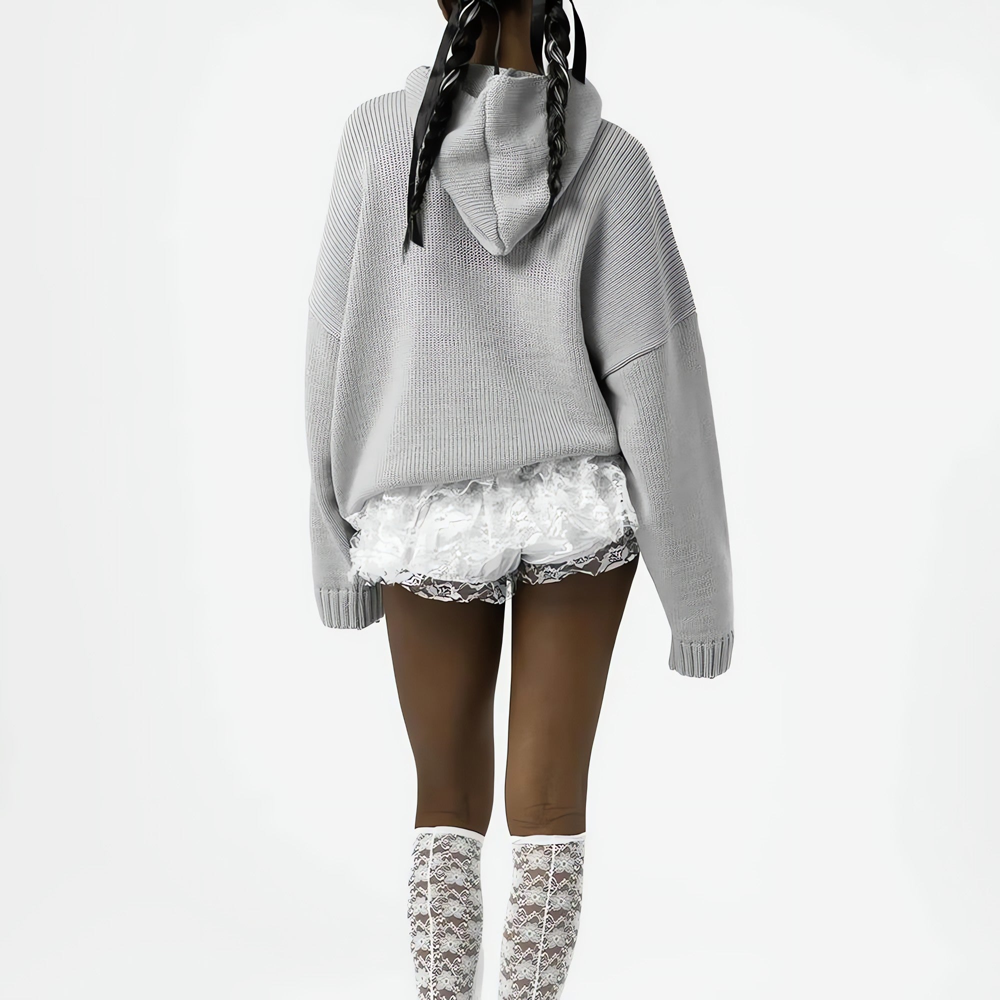 Tall Embroidered Knitted Hoodie - KAYSMAR