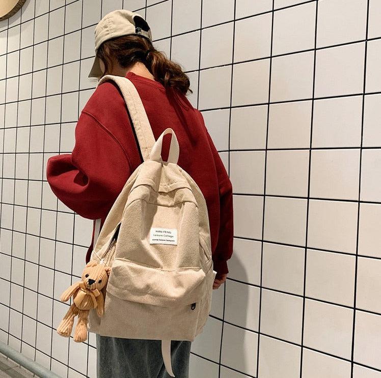 Teddy Bear Corduroy School Backpack - KAYSMAR