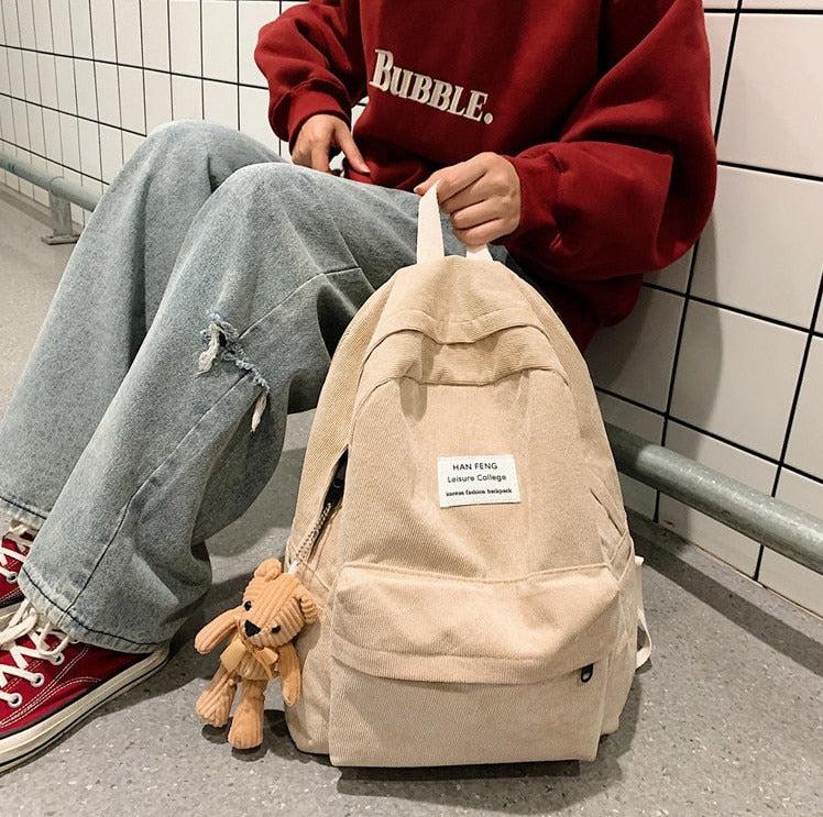 Teddy Bear Corduroy School Backpack - KAYSMAR