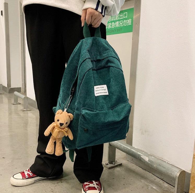 Teddy Bear Corduroy School Backpack - KAYSMAR