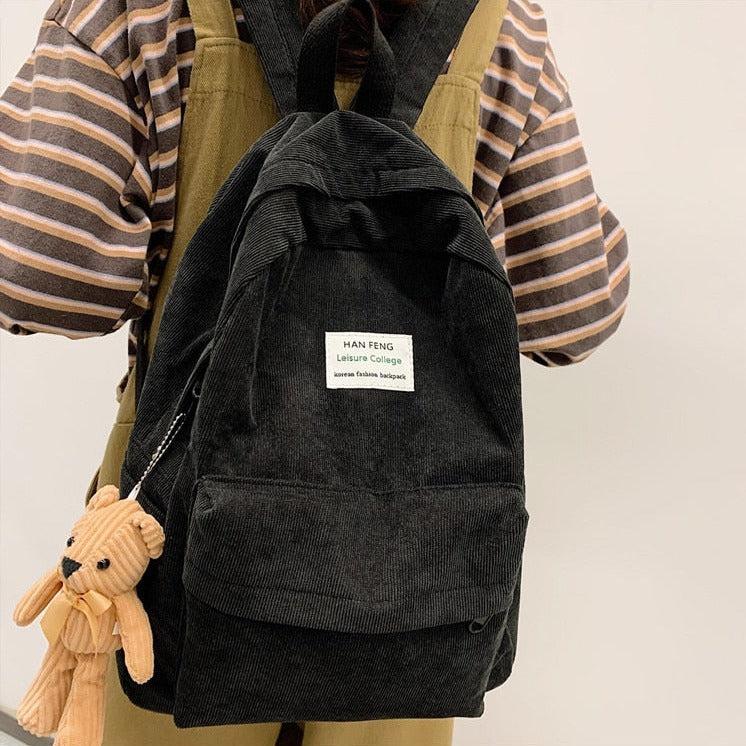 Teddy Bear Corduroy School Backpack - KAYSMAR