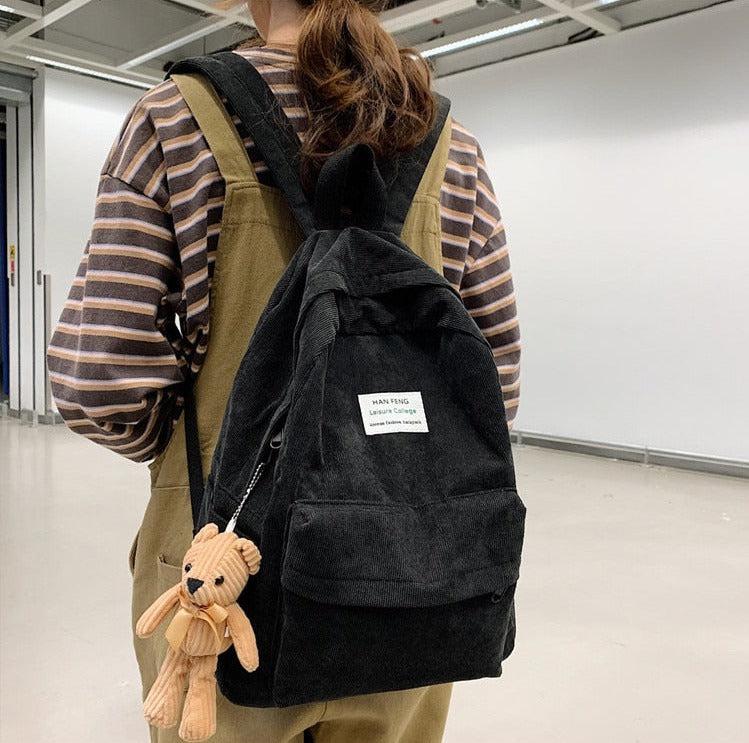 Teddy Bear Corduroy School Backpack - KAYSMAR