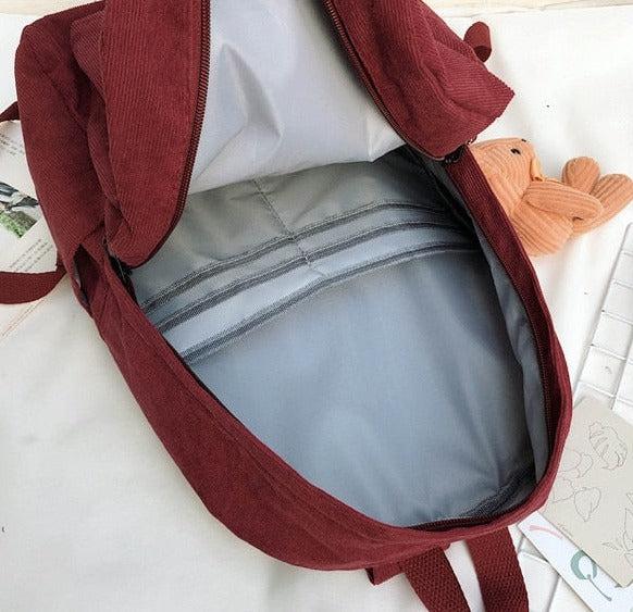 Teddy Bear Corduroy School Backpack - KAYSMAR