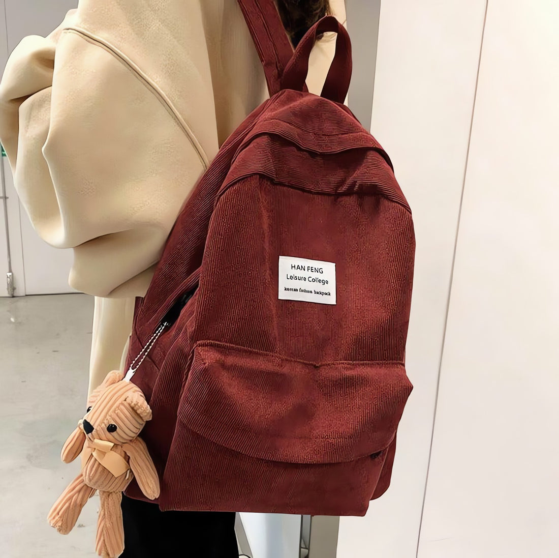 Teddy Bear Corduroy School Backpack - KAYSMAR