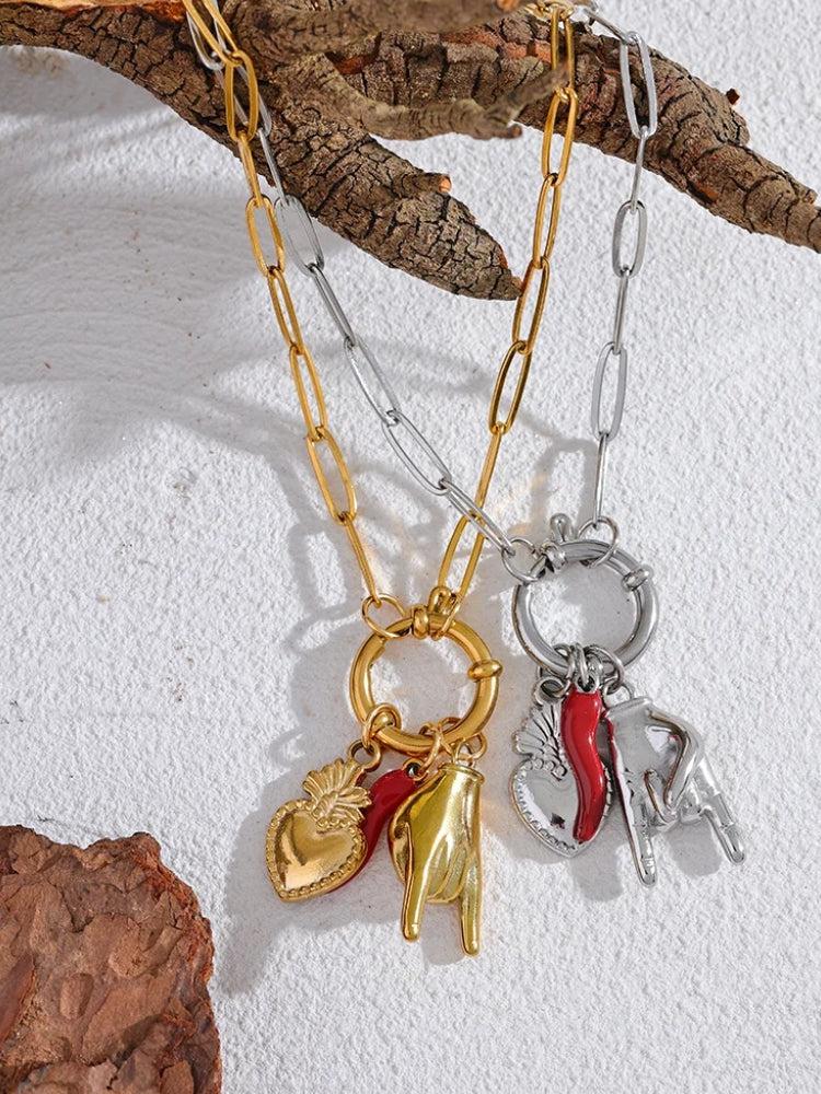 Three Charms Necklace & Bracelet Set - KAYSMAR