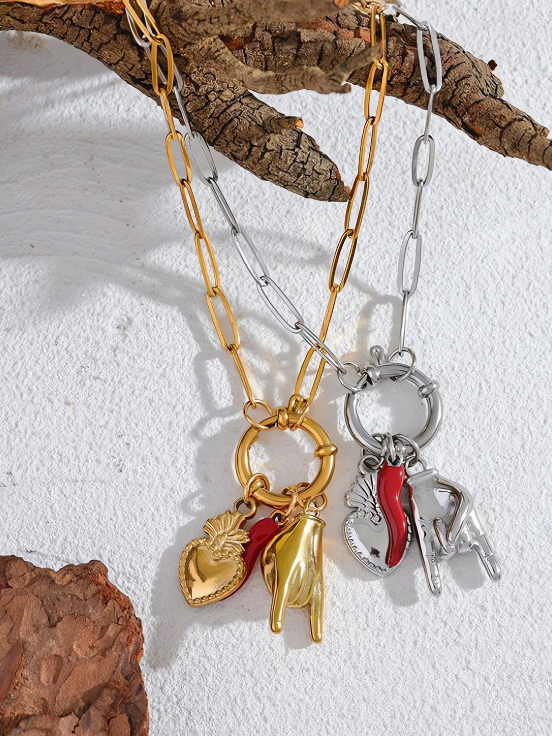 Three Charms Necklace & Bracelet Set - KAYSMAR