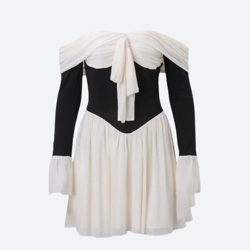 Tie Front Off Shoulder Corset Mini Dress - KAYSMAR