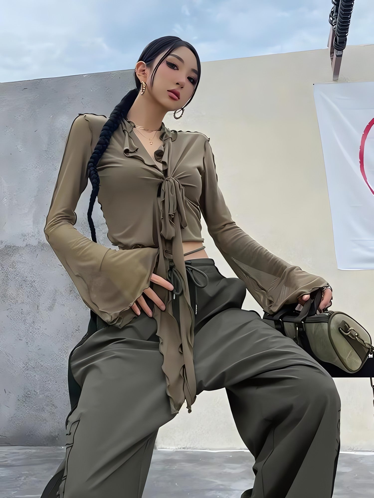 Tie Front Mesh Top