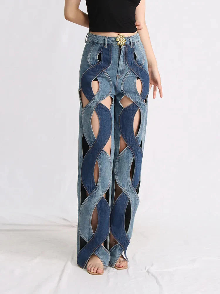 Two Different Denim Cut Out Jeans - KAYSMAR
