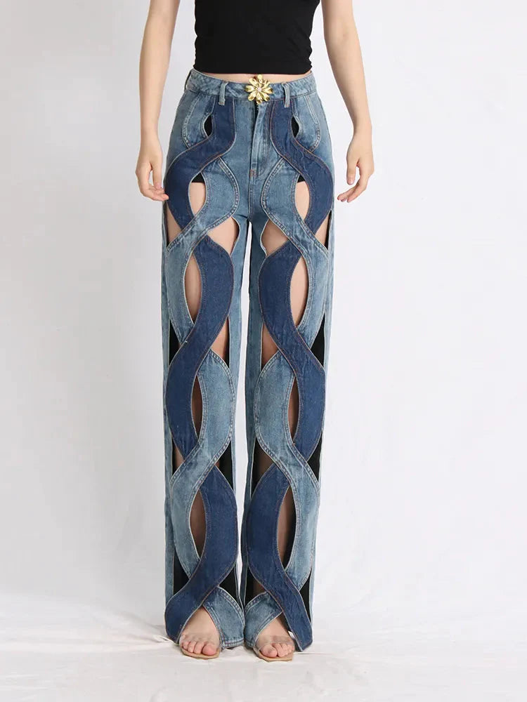 Two Different Denim Cut Out Jeans - KAYSMAR