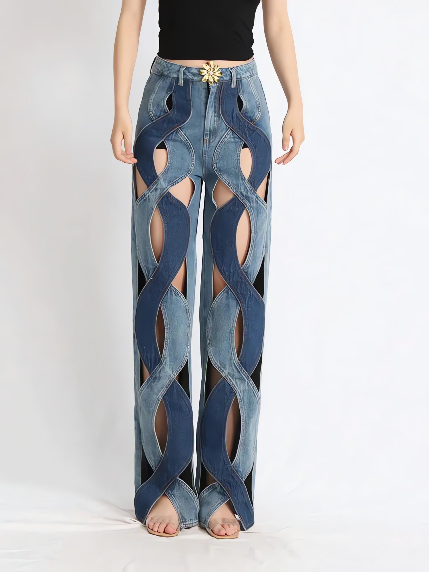 Two Different Denim Cut Out Jeans - KAYSMAR