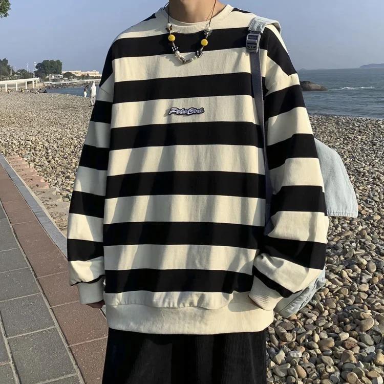 Unisex Embroidered Striped Sweatshirt - KAYSMAR