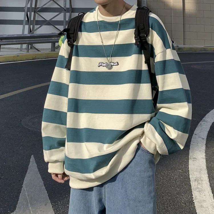 Unisex Embroidered Striped Sweatshirt - KAYSMAR