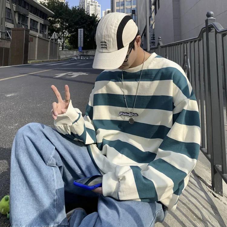 Unisex Embroidered Striped Sweatshirt - KAYSMAR