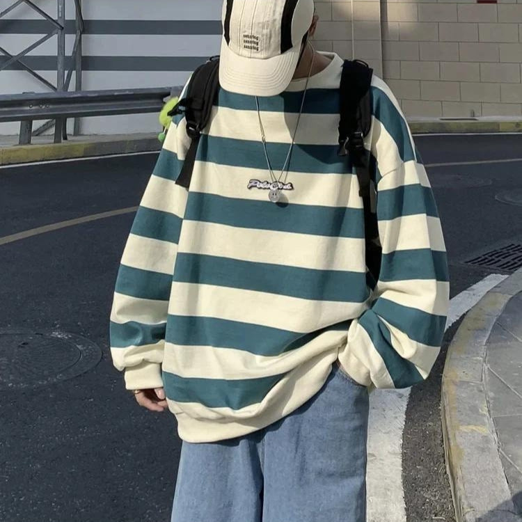 Unisex Embroidered Striped Sweatshirt - KAYSMAR
