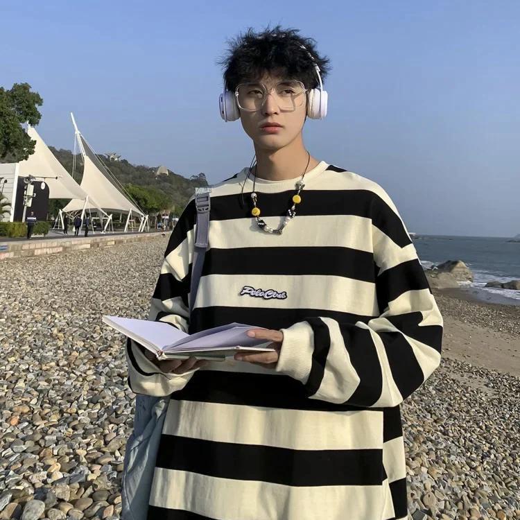 Unisex Embroidered Striped Sweatshirt - KAYSMAR