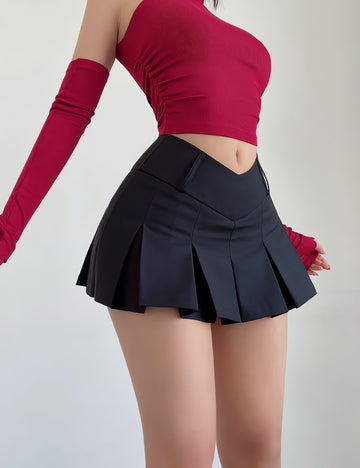 V-Shaped College Mini Skirt - KAYSMAR