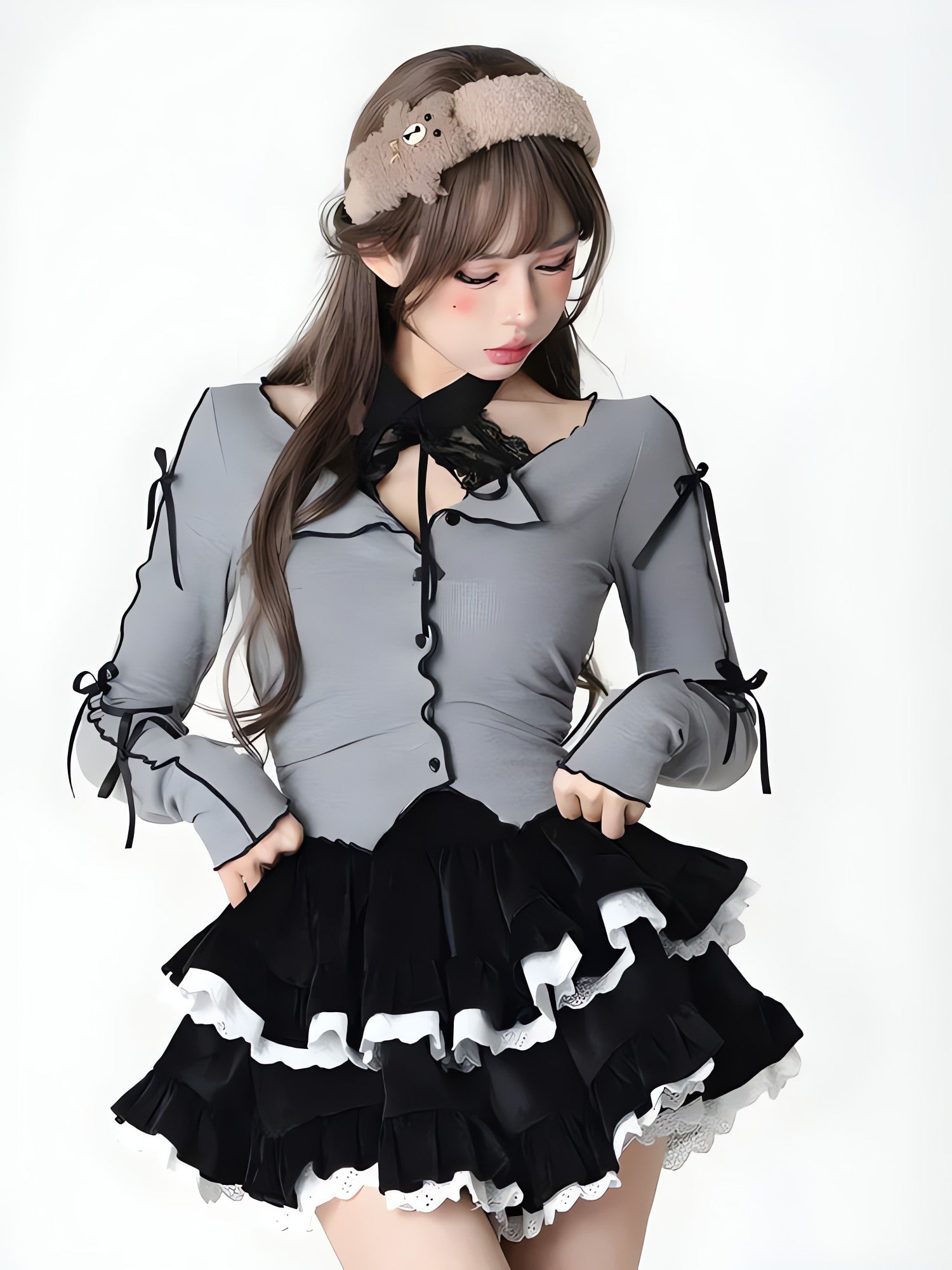 Velvet Ruffle Layered Mini Skirt - KAYSMAR