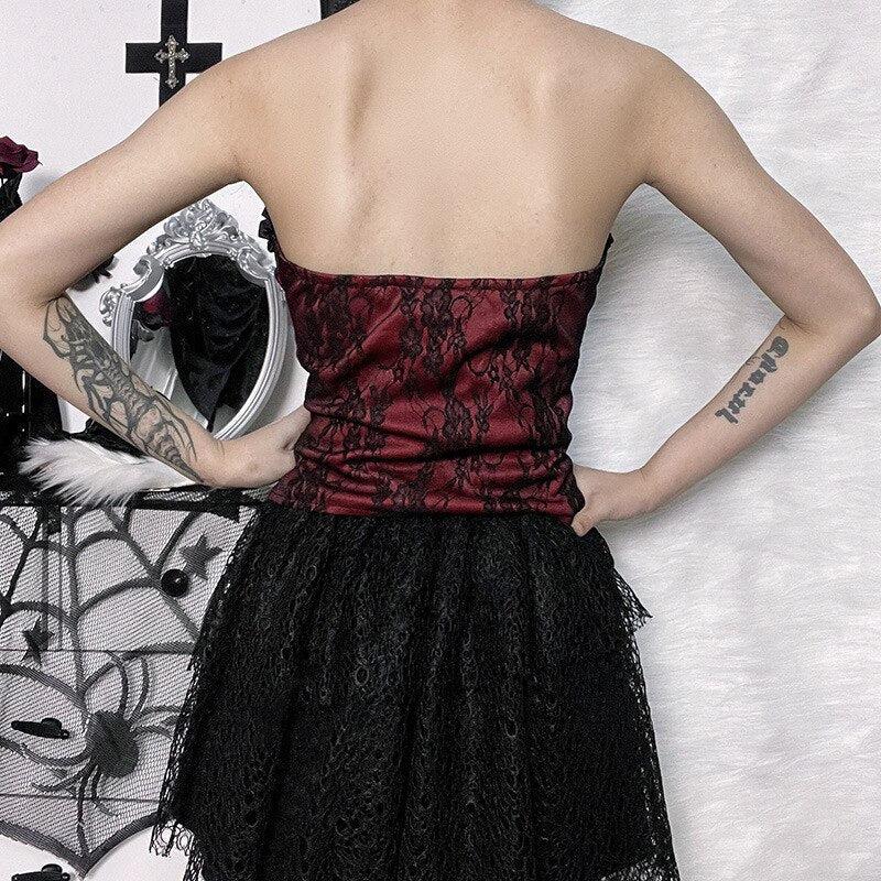 Victorian Goth Ribbon Detailed Corset Top - KAYSMAR