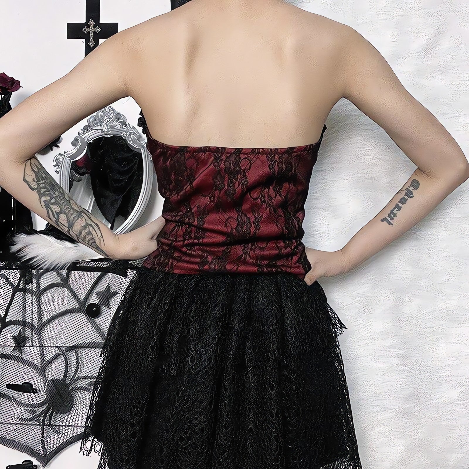 Victorian Goth Ribbon Detailed Corset Top - KAYSMAR