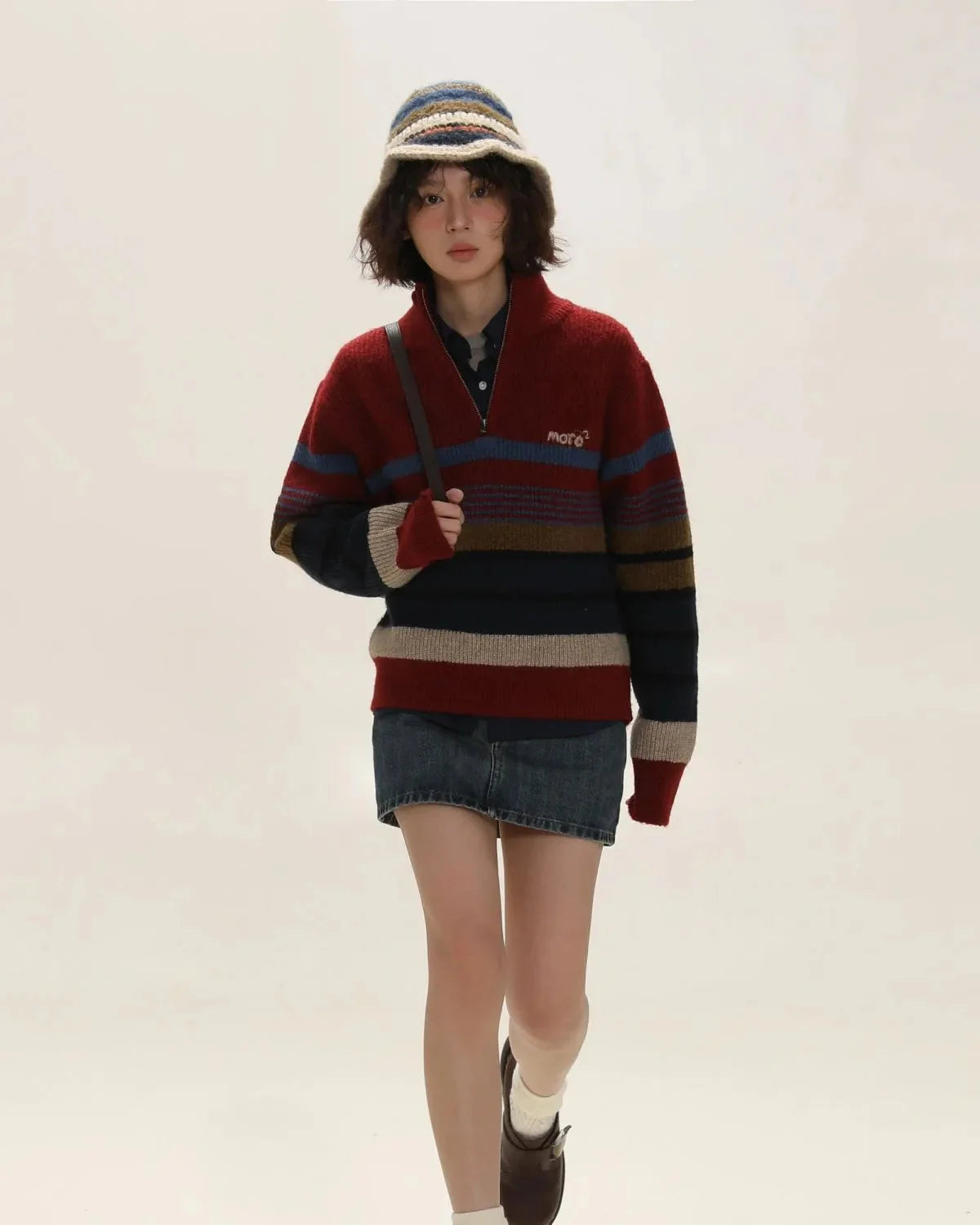 Vintage Aesthetic Knitted Zip Sweater - KAYSMAR