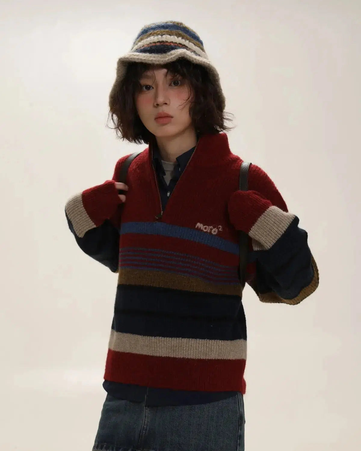 Vintage Aesthetic Knitted Zip Sweater - KAYSMAR