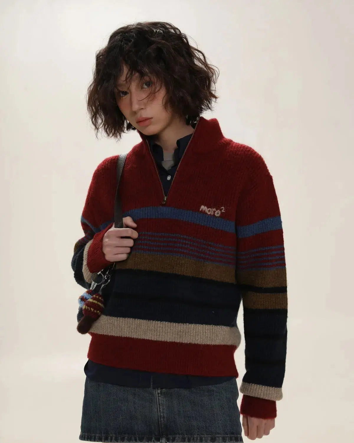 Vintage Aesthetic Knitted Zip Sweater - KAYSMAR