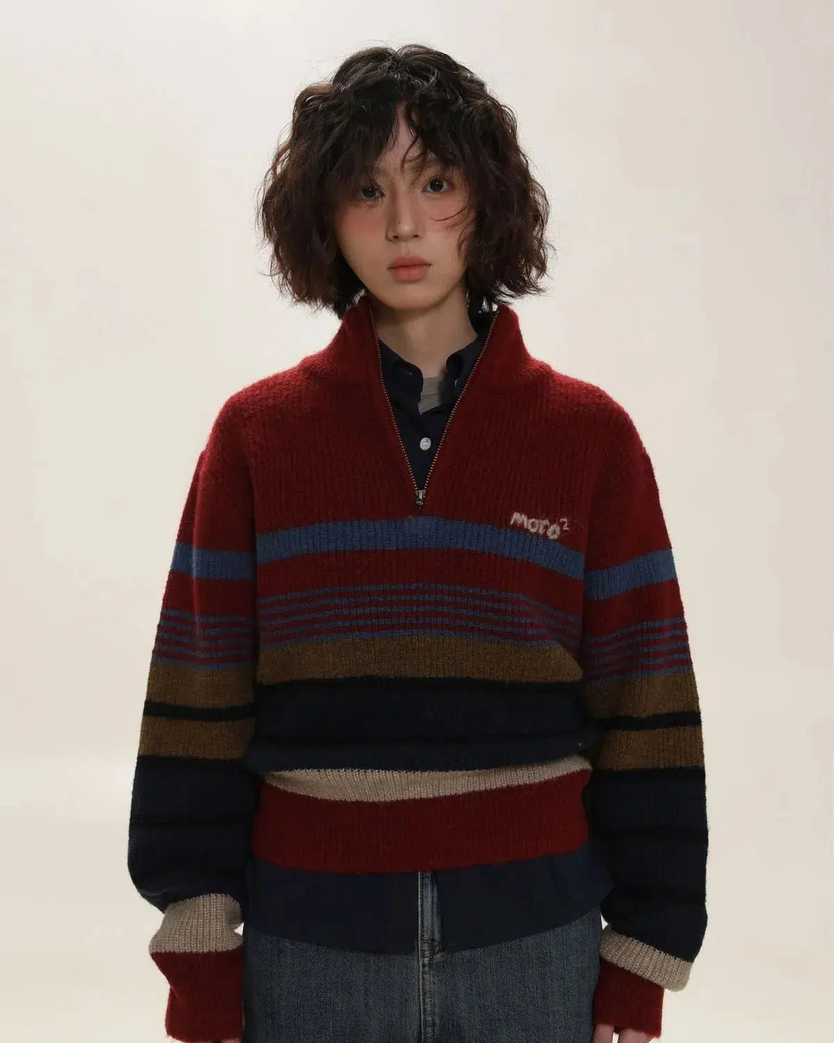 Vintage Aesthetic Knitted Zip Sweater - KAYSMAR