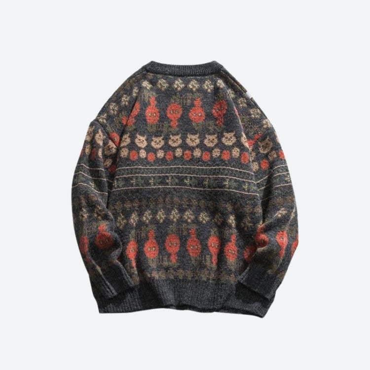 Vintage Animal Figures Knitted Sweater - KAYSMAR