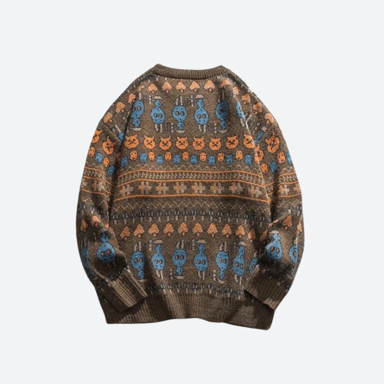 Vintage Animal Figures Knitted Sweater - KAYSMAR