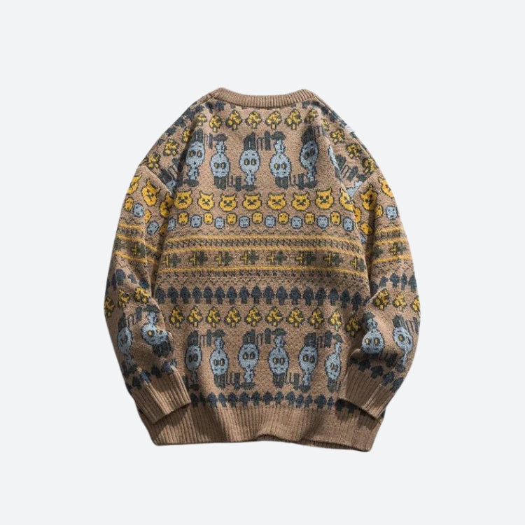 Vintage Animal Figures Knitted Sweater - KAYSMAR