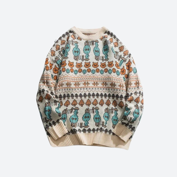 Vintage Animal Figures Knitted Sweater - KAYSMAR