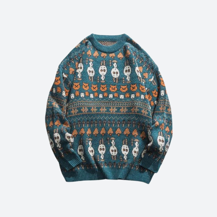Vintage Animal Figures Knitted Sweater - KAYSMAR