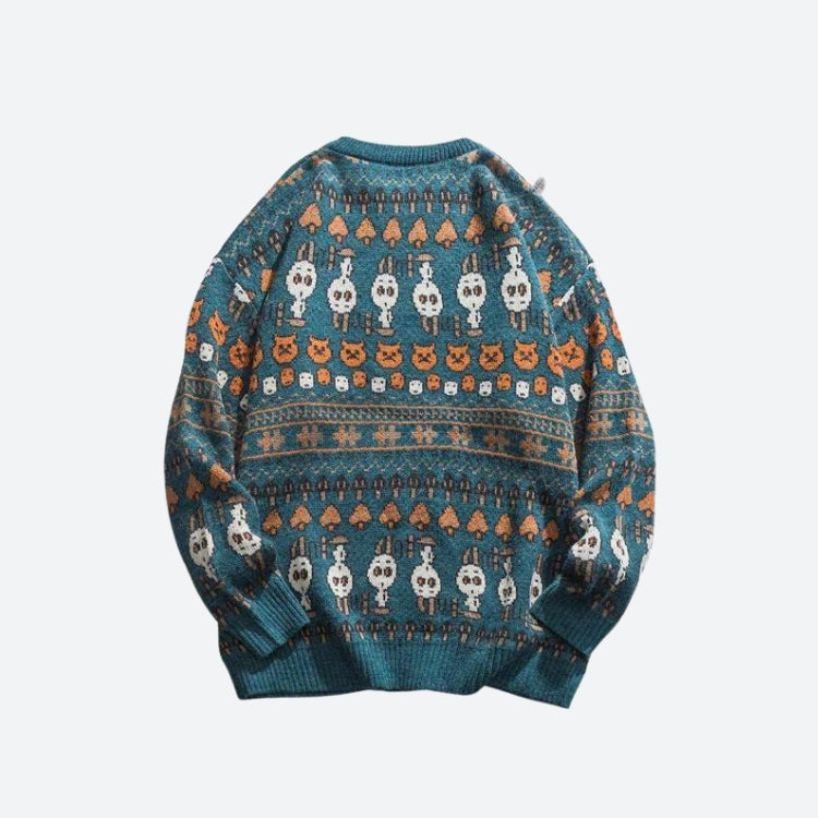 Vintage Animal Figures Knitted Sweater - KAYSMAR