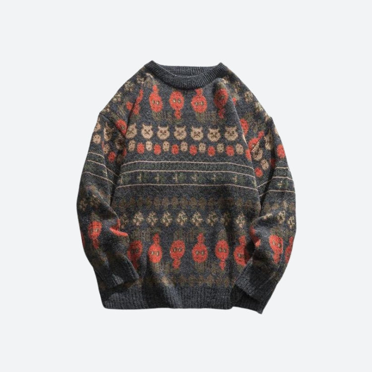 Vintage Animal Figures Knitted Sweater - KAYSMAR