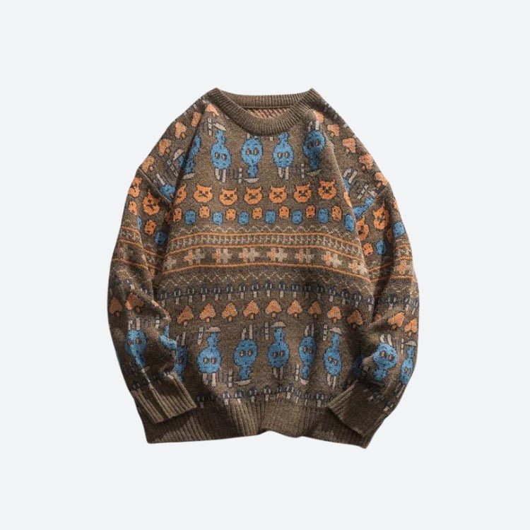 Vintage Animal Figures Knitted Sweater - KAYSMAR