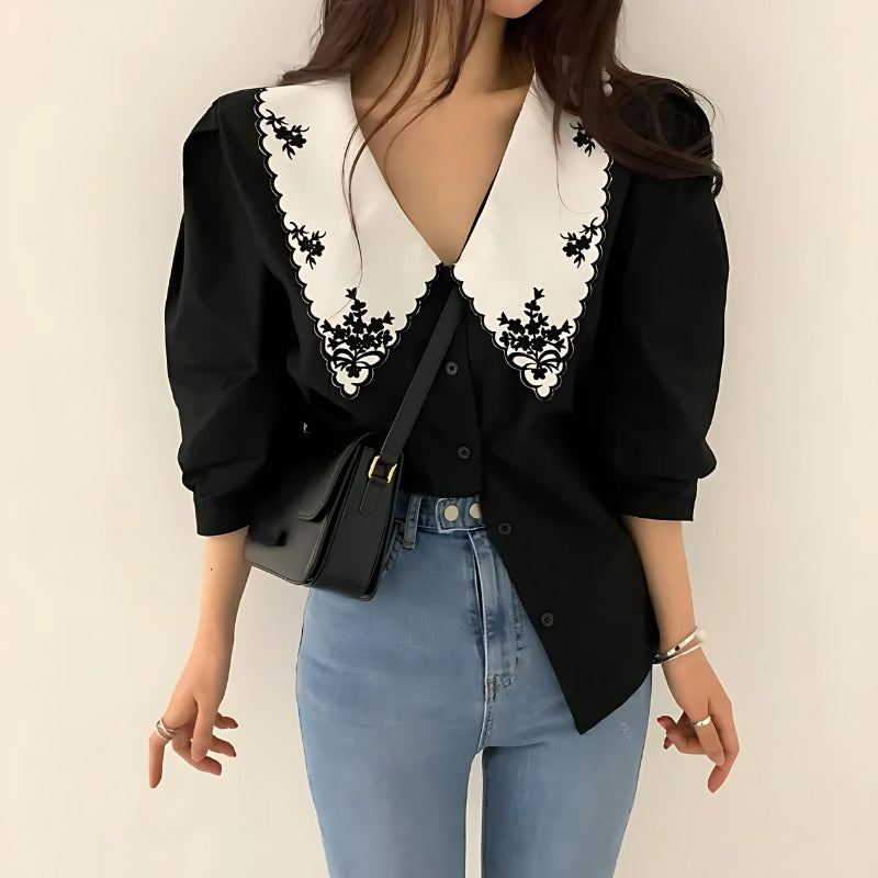 Vintage Embroidered Collar Shirt - KAYSMAR