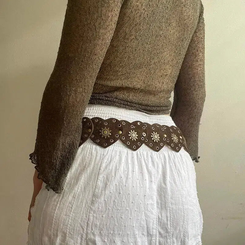 Vintage Ethnic Heart Suede Waist Belt - KAYSMAR