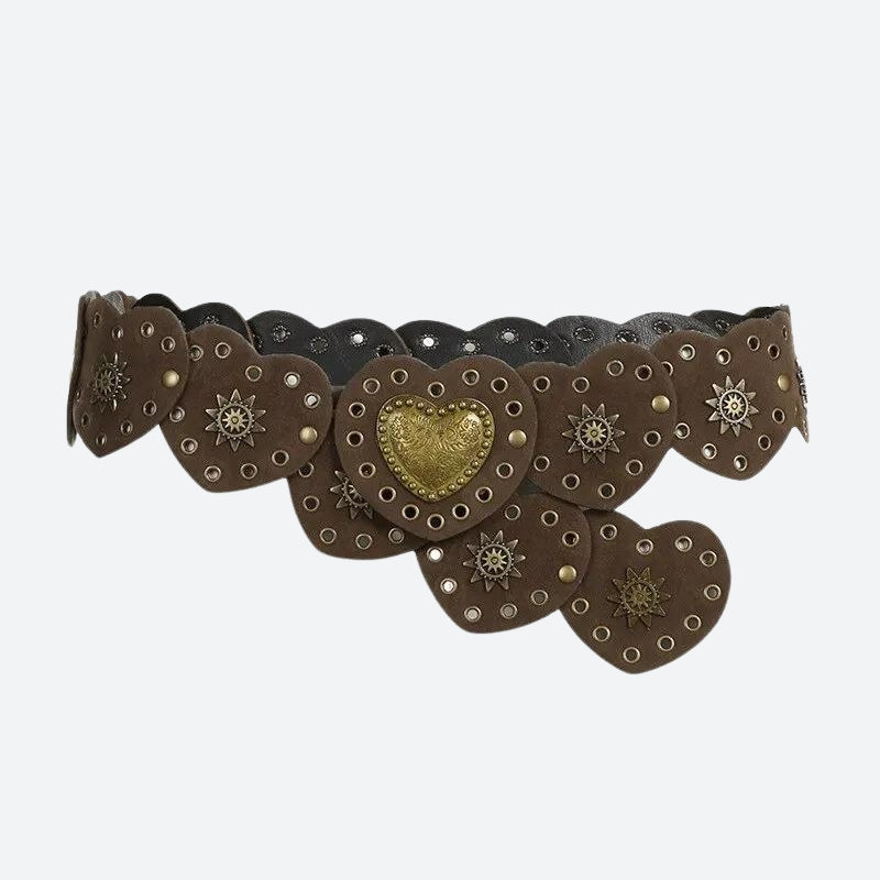 Vintage Ethnic Heart Suede Waist Belt - KAYSMAR