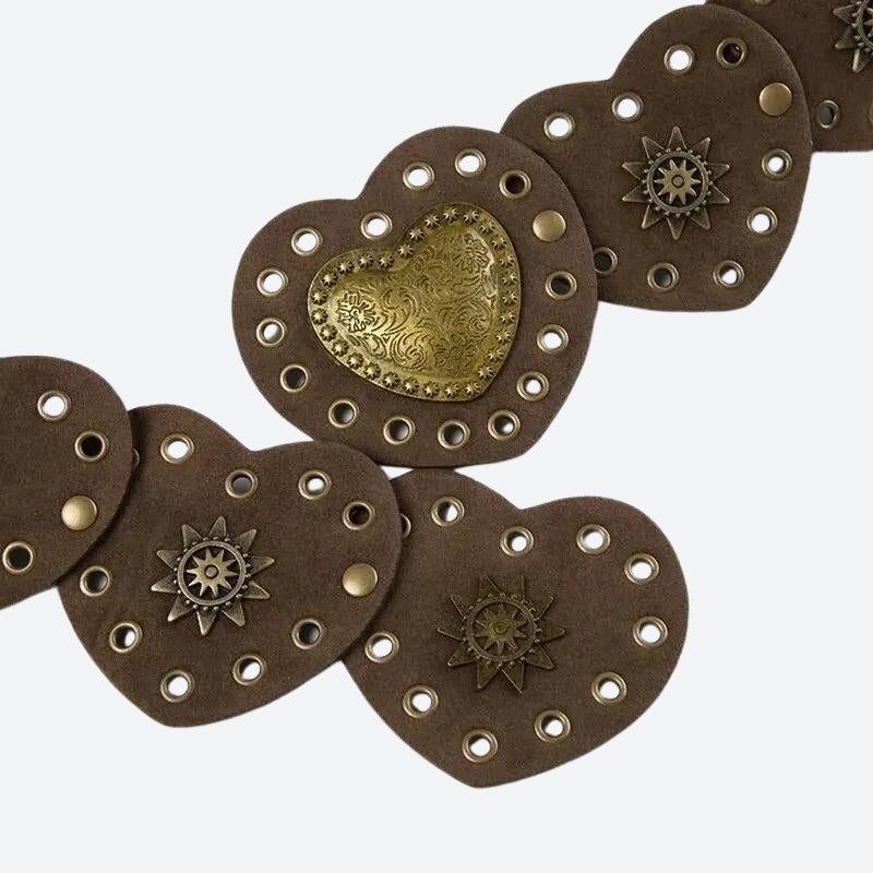Vintage Ethnic Heart Suede Waist Belt - KAYSMAR