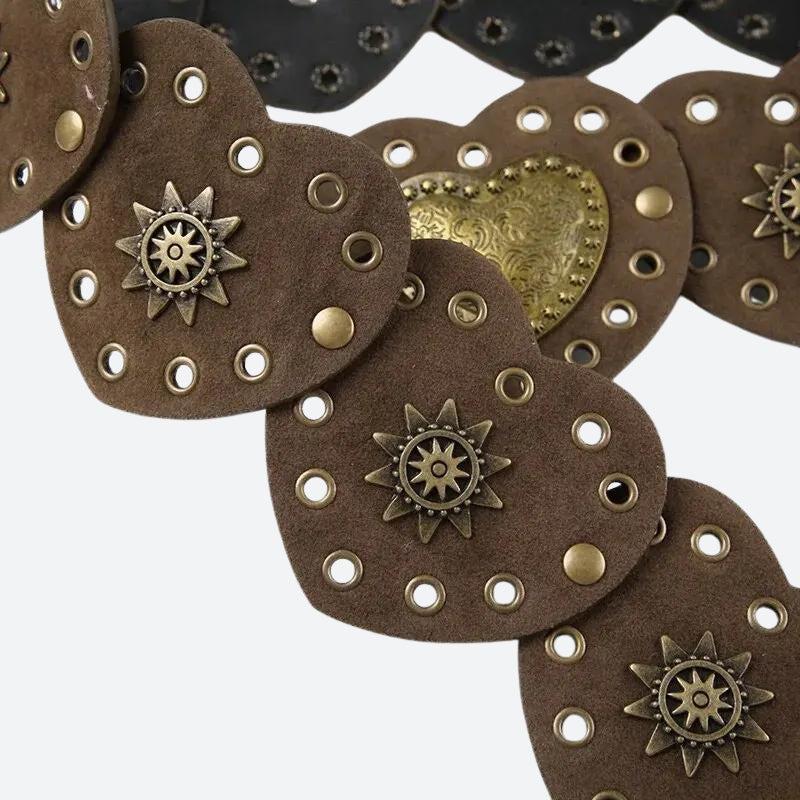 Vintage Ethnic Heart Suede Waist Belt - KAYSMAR