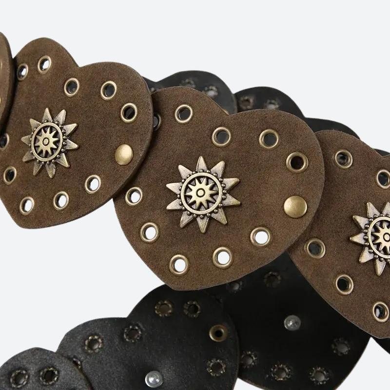 Vintage Ethnic Heart Suede Waist Belt - KAYSMAR